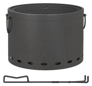 Outsunny Smokeless Fire Pit, 38cm Portable Wood Burning Firepit with Spark Screen and Poker for Garden Patio Picnic, Dark Grey