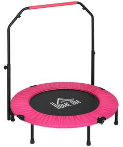 HOMCOM 40" Foldable Mini Fitness Trampoline, with Adjustable Foam Handle, Pink