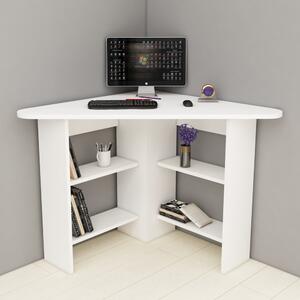 Corviano Wooden Corner Computer Desk With 4 Shelves In White
