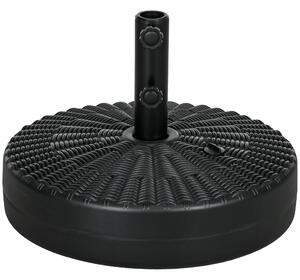 Outsunny 29kg Round Umbrella Parasol Base with Rattan Effect, Plastic Umbrella Stand for Outdoor Patio Umbrella, Black Aosom UK