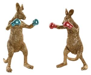 Decorative Figure Home ESPRIT Blue Red Golden Kangaroo 23 x 25 x 40,5 cm (2 Units)