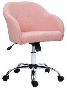 HOMCOM Teddy Fleece Swivel Office Chair - Pink