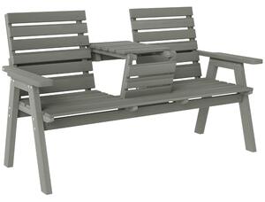 Outsunny Fir Wood Convertible 2 to 3 Seater Outdoor Garden Bench Grey