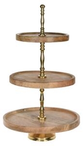 H&S Collection 3-tier Serving Stand 50 cm Wood Gold