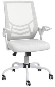 Vinsetto Mesh Office Chair, Computer Desk Chair with Flip-up Armrests, Lumbar Back Support and Swivel Wheels, White Aosom UK