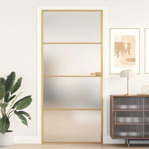 Interior Door Slim Golden 93x201.5 cm Tempered Glass and Aluminium