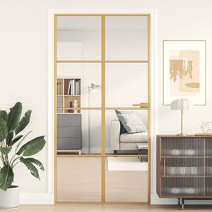 Interior Door Slim Golden 102.5x201.5 cm Tempered Glass and Aluminium