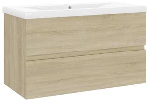 Sink Cabinet with Built-in Basin Sonoma Oak Engineered Wood