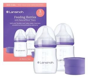 Lansinoh Feeding Bottles with NaturalWave Teats 160ml Pack of 2