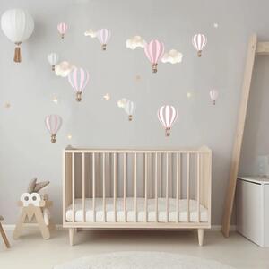 Live Vida Hot Air Balloons Wall Stickers A5 - Pink & Grey
