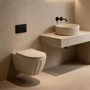 Set: Wall-hung toilet bowl + Countertop washbasin Rea Duo Caffe Latte Matt