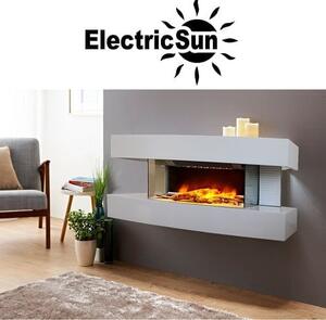Wall Mounted Electric Fires ElectricSun Paula Small White Electric Fireplace, with Sound Effect, 10 Colour, with APP, W81xH41x22cm