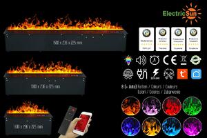 Built-in 3D Electric Fireplace Insert with Water Vapour, LED, with APP, ElectricSun MISTique BIG 150 cm