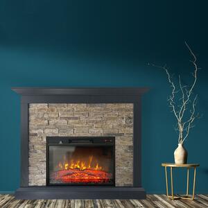 Electric Fireplace ElectricSun CHALET Stone Free Standing Electric Fires, with Sound Effect, W115xH96cm