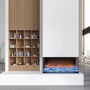 3 Sided Electric Fireplace ElectricSun VISTA Small, Wall Mounted, Free Standing or Built-in, with Sound Effect, 7 Colour, L108xH50cm