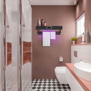 UV Towel Dryer and Sanitizer, Bath or Kitchen, Wall Mounted, 60 cm, 450W, ElectricSun Standard Black