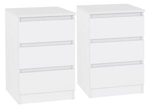 Set of 2 Walker 3 Drawer Bedside Tables White