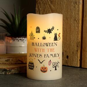 Personalised Halloween LED Candle Natural