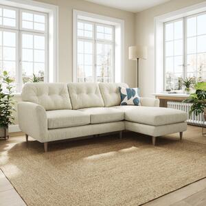 Sven Chunky Chenille Large Corner Chaise Sofa White Sand