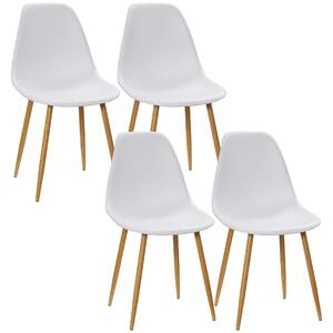 HOMCOM Dining Chairs Set of 4, Modern Armless Kitchen Chairs with Curved Back, Metal Legs for Bedroom Living Room, White