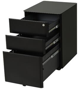 Vinsetto 3-Drawer Lockable File Cabinet for Letter/legal/A4, Steel Metal Filing Cabinet,Home Office File Storage Cabinet with Wheel, Black