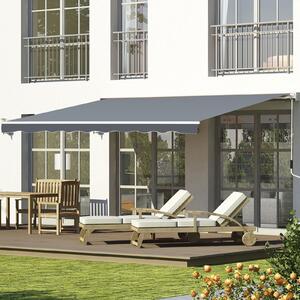 Outsunny 2.5m x 2m Garden Patio Manual Awning Canopy Sun Shade Shelter Retractable with Winding Handle Grey