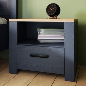 Bogota Wooden Bedside Cabinet With 1 Drawer In Navy And Oak