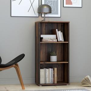 Elgin Wooden Tall Narrow Bookcase With 3 Shelves In Vintage Oak