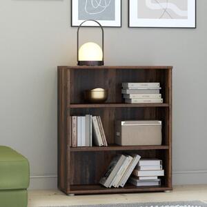 Elgin Wooden Low Wide Bookcase With 3 Shelves In Vintage Oak