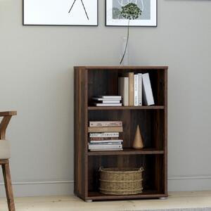 Elgin Wooden Low Narrow Bookcase With 3 Shelves In Vintage Oak