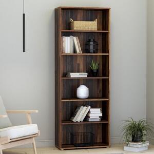 Elgin Wooden Wide Bookcase With 6 Shelves In Vintage Oak