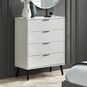 Akron Wooden Chest Of 4 Drawers Wide In Silk Grey