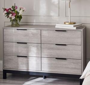 Baara Wooden Chest Of 6 Drawers Wide In Grey Oak