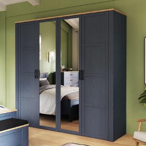 Bogota Wooden Mirrored Wardrobe With 2 Doors In Navy And Oak