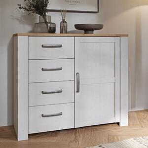 Bogota Wooden Sideboard With 1 Door 4 Drawers In White And Oak