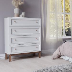 Waldorf Wooden Chest Of 4 Drawers In Light Grey And Oak