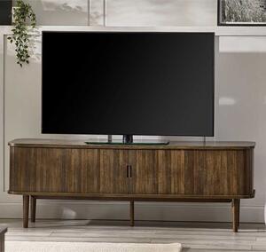 Allen Wooden TV Stand With 2 Sliding Doors In Dark Oak