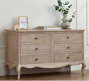 Caitlyn Wooden Chest Of 6 Drawers Wide In Limed Oak