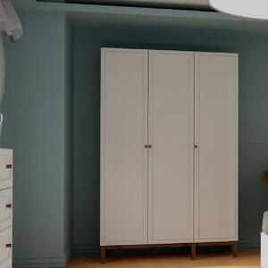 Waldorf Wooden Wardrobe With 3 Doors In Light Grey And Oak