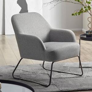 Dallas Fabric Accent Chair In Grey With Black Metal Legs