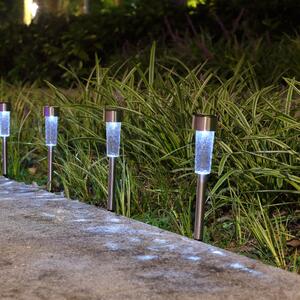 Set of 6 Silver Solar Stake Lights Silver