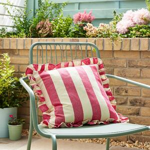 Wide Stripe Outdoor Square Cushion Fuschia