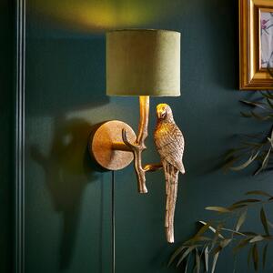 Gold Parrot Plug In Wall Light Gold