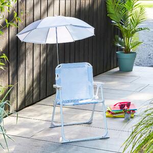 Childrens Blue Chair with Parasol Blue
