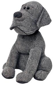 Herringbone Dog Novelty Doorstop Grey