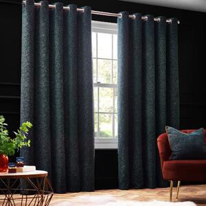 Paoletti Galaxy Chenille Ready Made Eyelet Curtains Emerald