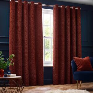Paoletti Galaxy Chenille Ready Made Eyelet Curtains Copper