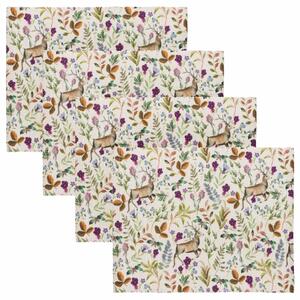 Reindeer Digitally Printed Set of 4 Placemats Berry