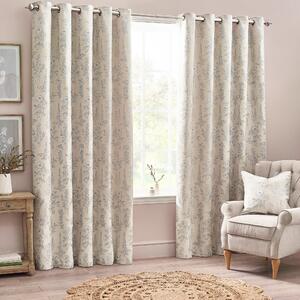 Wylder Nature Sophia Floral Jacquard Ready Made Eyelet Curtains Natural