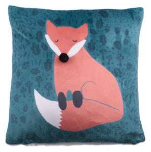 Foraging Fox 43cm x 43cm Filled Cushion Teal